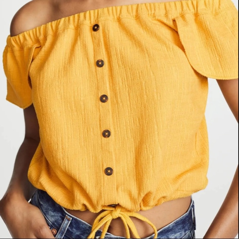 Madewell Texture and Thread Off The Shoulder Top | Yellow | Size Small